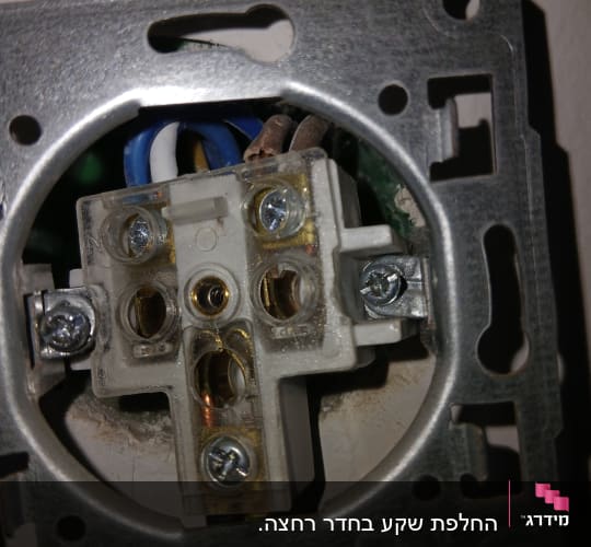 שקע חשמלי עם חוטים חשופים ומחברים